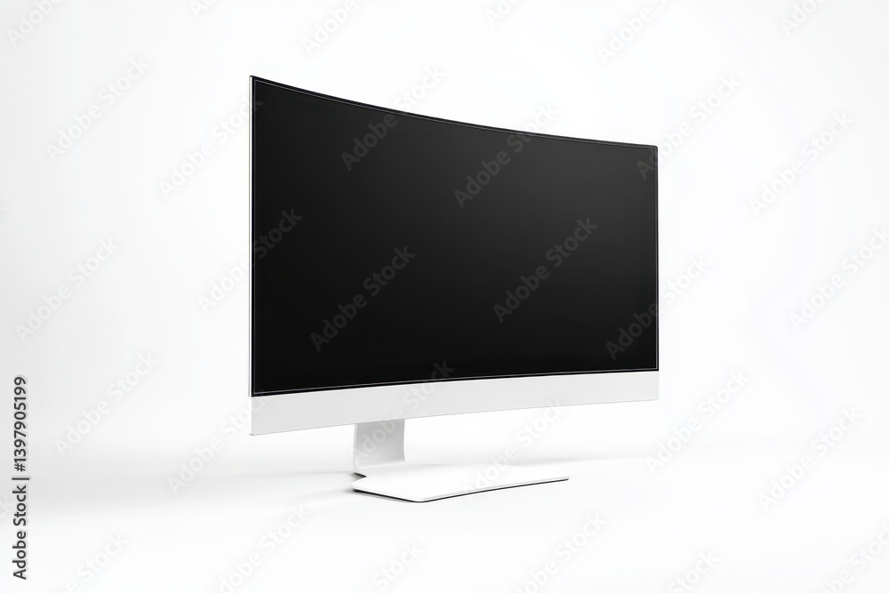 Isolated curved monitor with a white stand isolated on white background Isolated curved monitor with a white stand isolated on white background