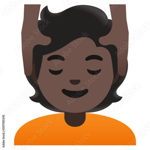 Head Massage Emoji (Dark Skin Tone, Curly Hair)
