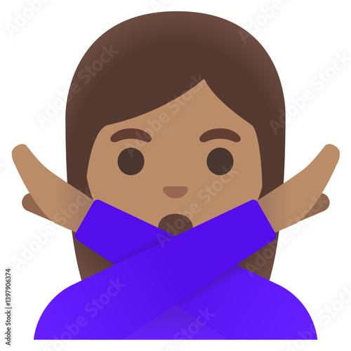 Woman Gesturing No: Medium-Dark Skin Tone