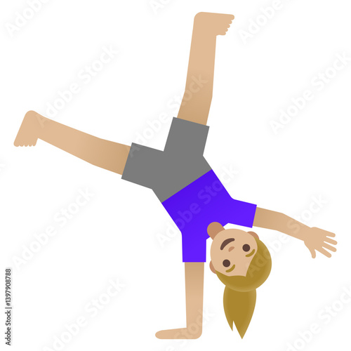 Emoji Girl Doing a Cartwheel (Light Skin Tone)  