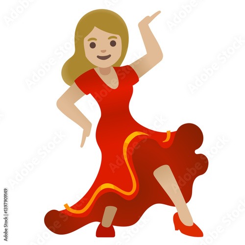 Woman Dancing Emoji (Medium-Light Skin Tone)
