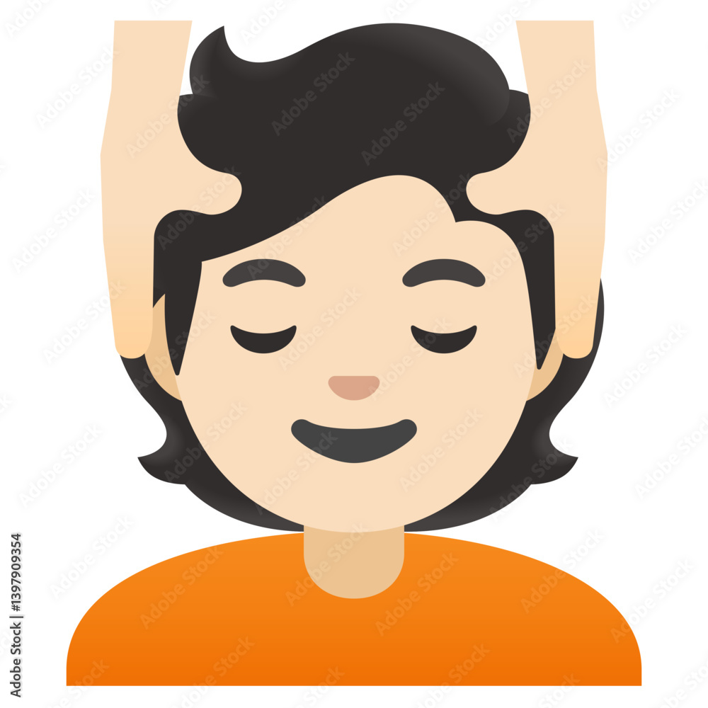 Person Getting Head Massage Emoji (Light Skin Tone, Dark Curly Hair) Person Getting Head Massage Emoji (Light Skin Tone, Dark Curly Hair)