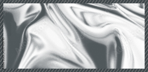 Abstract draped fabric halftone vector with distressed dotted texture.