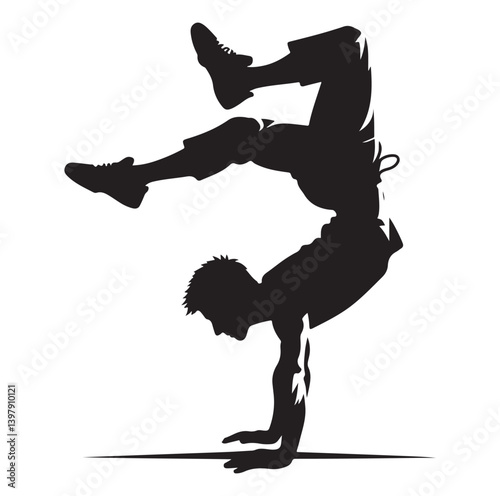 Silhouettes of parkour sports player vector.