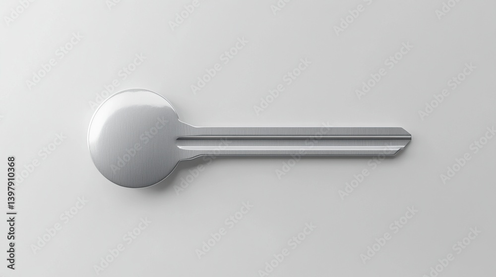 Single metallic key on white background. Single metallic key on white background.