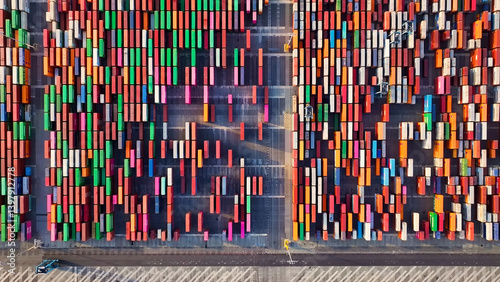 Los Angeles, United States - March 2025: Aerial View of Long Island port harbor, in Los Angeles, USA.