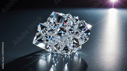 Cluster of crystalline structures reflecting light, showcasing brilliance and elegance