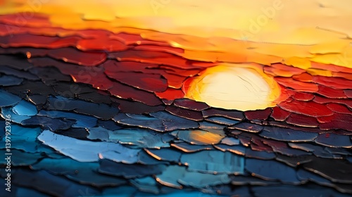 Radiant Horizon: A Stylized Graphic Resource of a Glowing Sunset with Warm Tones, Soft Gradients, and Atmospheric Light for Use in Visual Design and Creative Projects