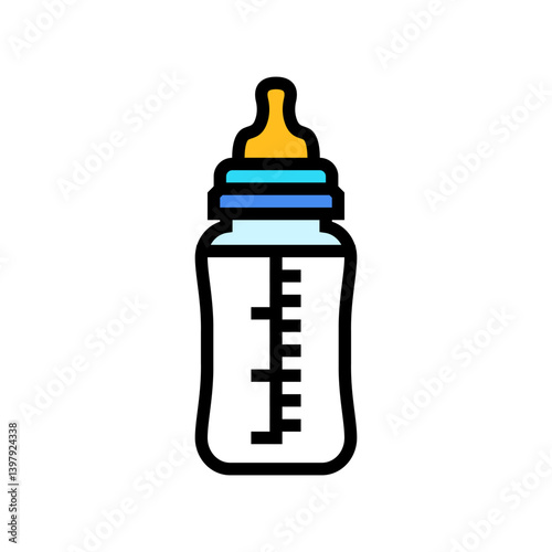 baby bottle child care nurse color icon vector illustration