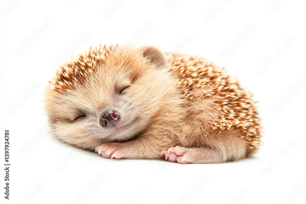 Obraz premium Baby hedgehog sleeping, studio shot, use for nature, animals, or kids