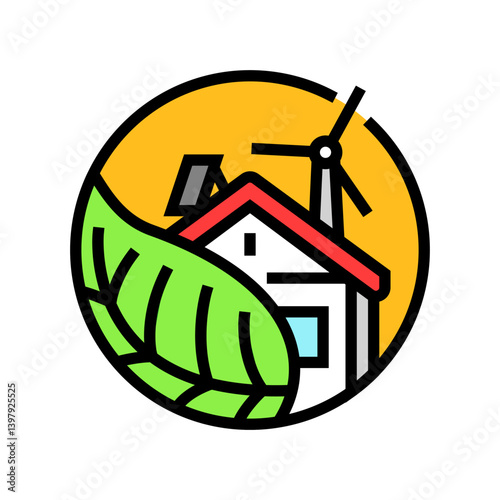 green home eco conscious color icon vector illustration