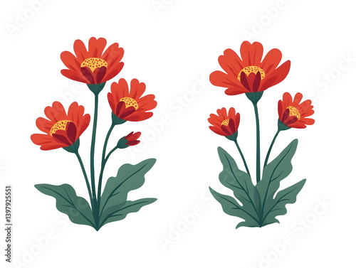 Vibrant floral clipart artwork collection decorative nature theme artistic flowers in lush green environment colorful illustrations