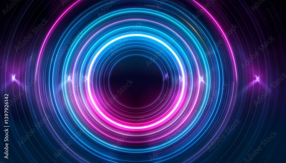 Round Shape Glowing Neon Lights Abstract Background Round Shape Glowing Neon Lights Abstract Background