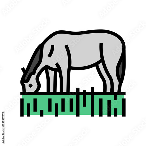 pasture horse breeding color icon vector illustration
