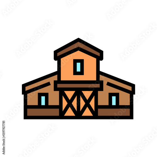 barn horse breeding color icon vector illustration