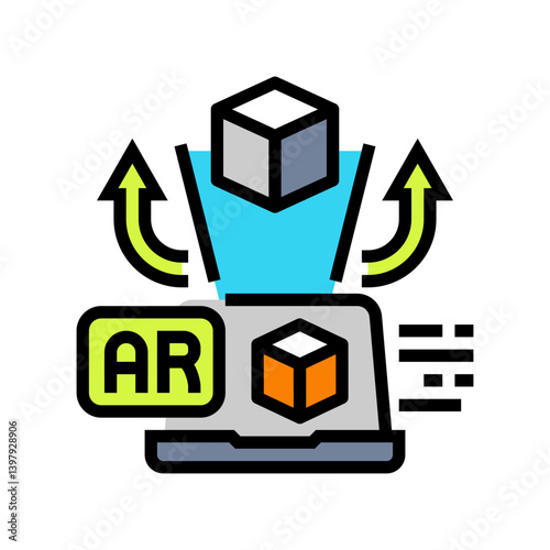 augmented reality industry industry 5 color icon vector illustration