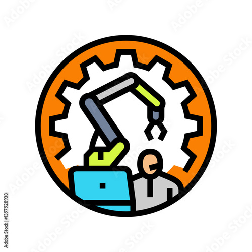 cobots collaborative robots industry 5 color icon vector illustration