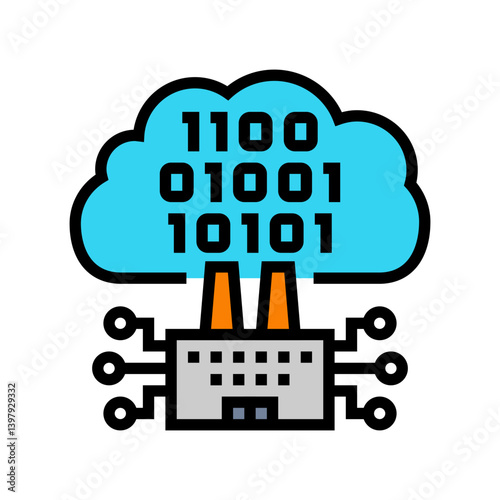 cloud computing industry 5 color icon vector illustration