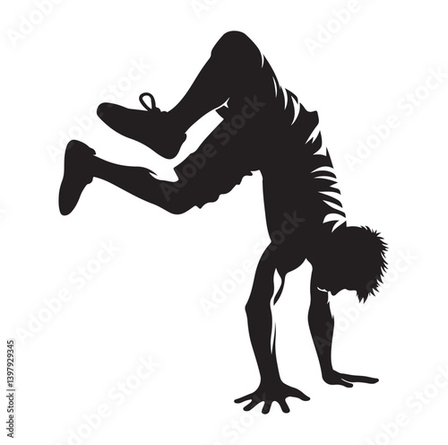 Silhouettes of parkour sports player vector.