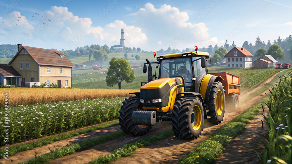 Obraz premium tractor in a field