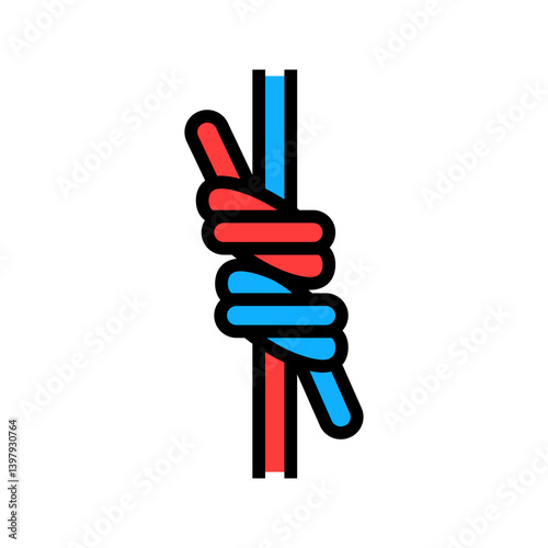 double sheet bend nautical knot color icon vector illustration