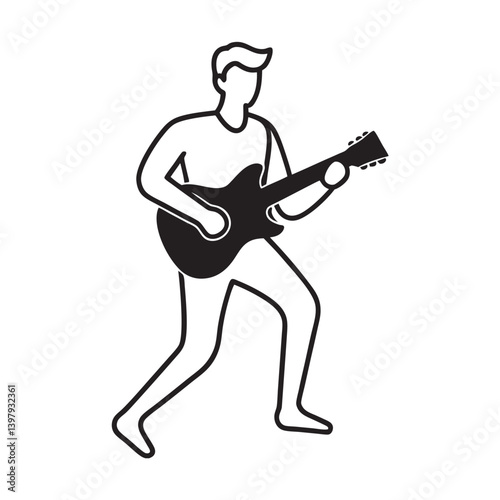 Guitarist performing music stage silhouette