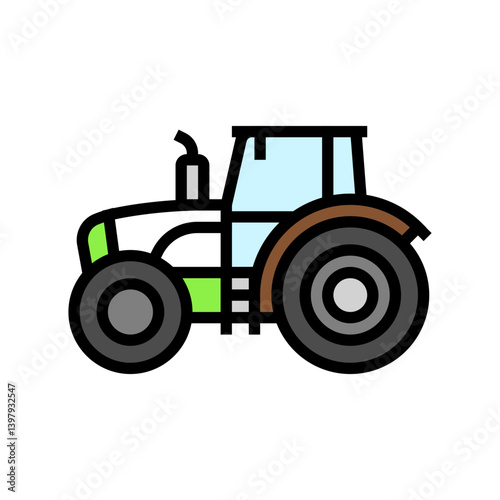 farming tractor side color icon vector illustration
