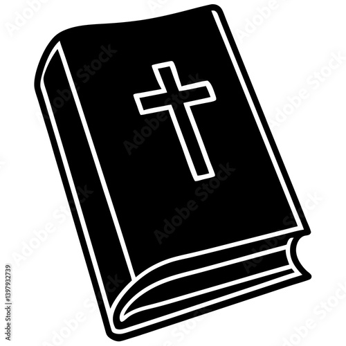 "Holy Bible with Cross AI-Generated Vector & Line Art Design for Print"