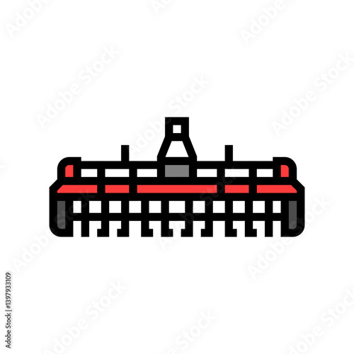 rotary tiller tractor color icon vector illustration