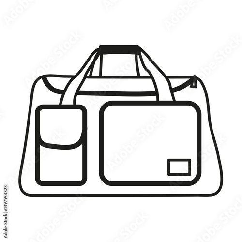 Isolated outline of gym bag on white background