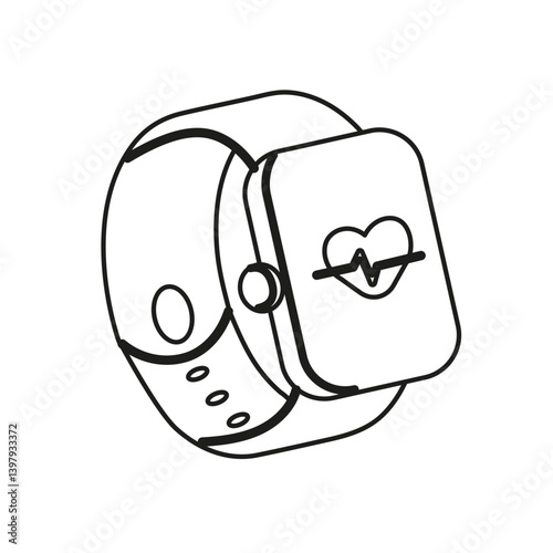 Isolated outline smart watch on white background