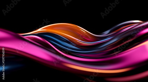Fluid Magenta with Teal  Orange Abstract Waves.