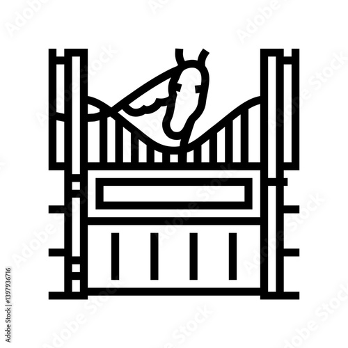 stable horse breeding line icon vector illustration