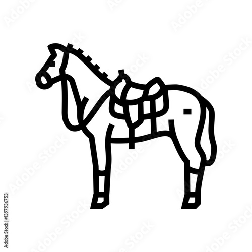 saddle horse breeding line icon vector illustration