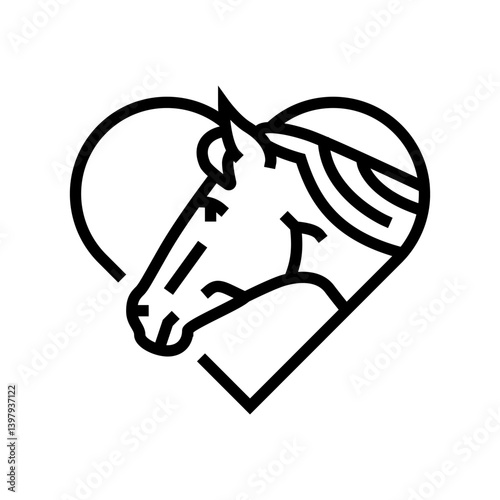 heart horse breeding line icon vector illustration