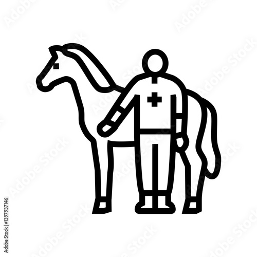 vet horse breeding line icon vector illustration