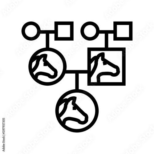 pedigree chart horse breeding line icon vector illustration