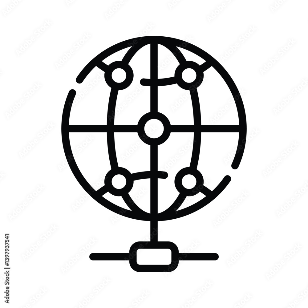 Ready to use outline style icon of shared web networking Ready to use outline style icon of shared web networking