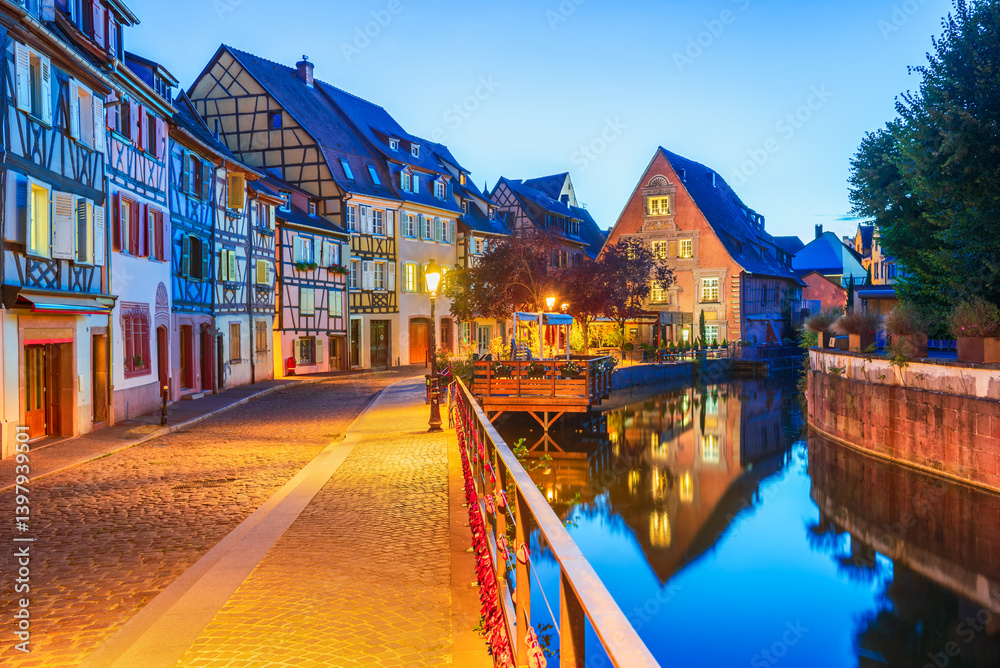Colmar, Alsace, France. Charming small city with Petite Venice water canals.