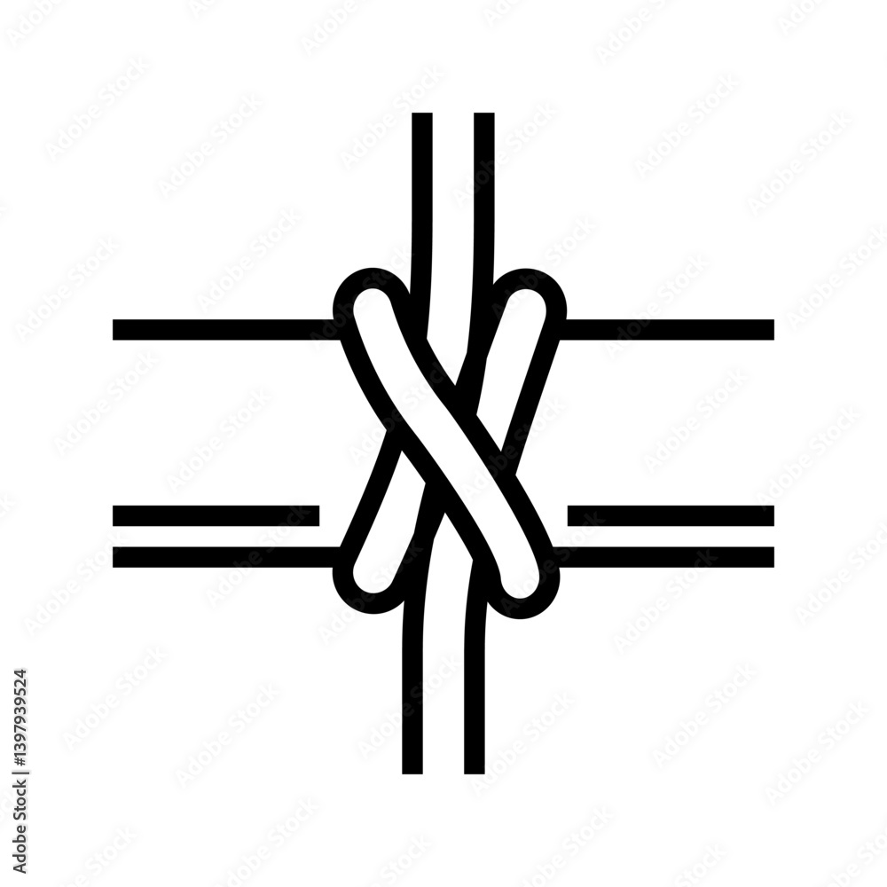 Fototapeta premium clove hitch nautical knot line icon vector illustration