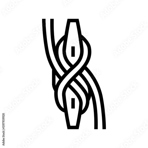 cleat hitch nautical knot line icon vector illustration