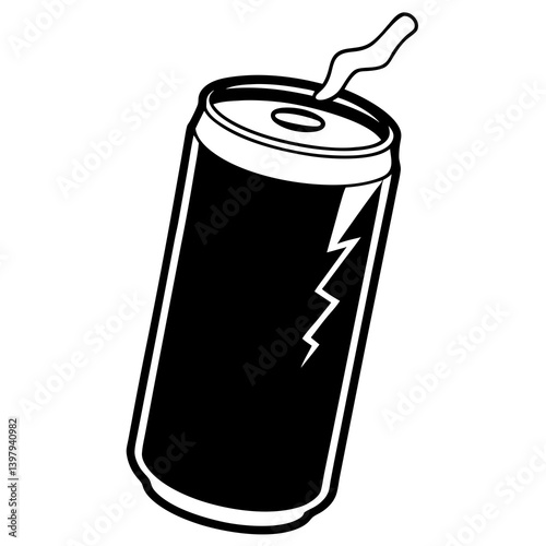 Energy Drink Can Vector | Generative AI Line Art Design for Print & Digital Use