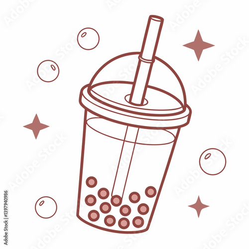 AI-generated bubble tea line icon vector, perfect for print, digital art, and design projects.








