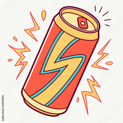 Energy Drink Can Vector | Generative AI Line Art Design for Print & Digital Use