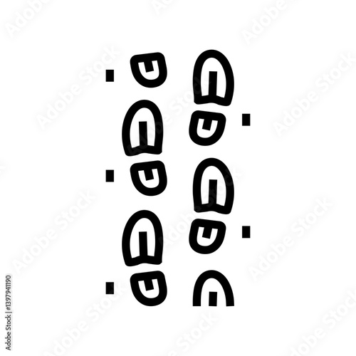 footprint pole marks nordic walking line icon vector illustration