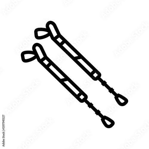pair nordic walking poles line icon vector illustration