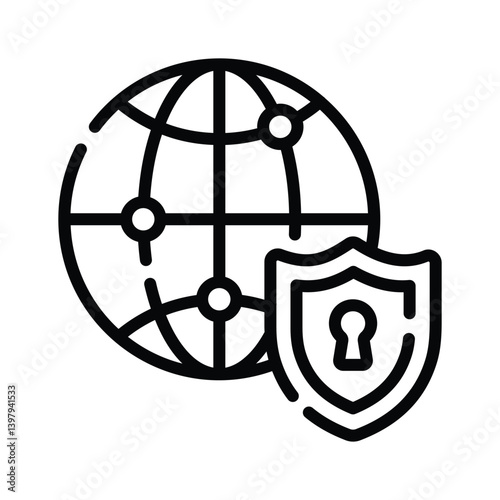 A well designed line style icon of secure web technology