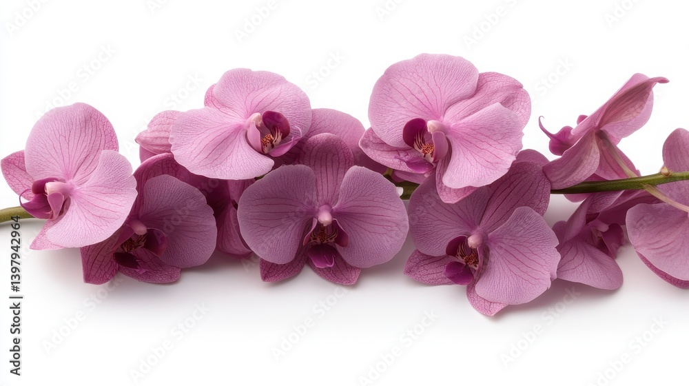 A stunning display of pink orchids, elegantly arranged against a pure white backdrop, showcasing their vibrant colors and intricate details for floral enthusiasts. A stunning display of pink orchids, elegantly arranged against a pure white backdrop, showcasing their vibrant colors and intricate details for floral enthusiasts.