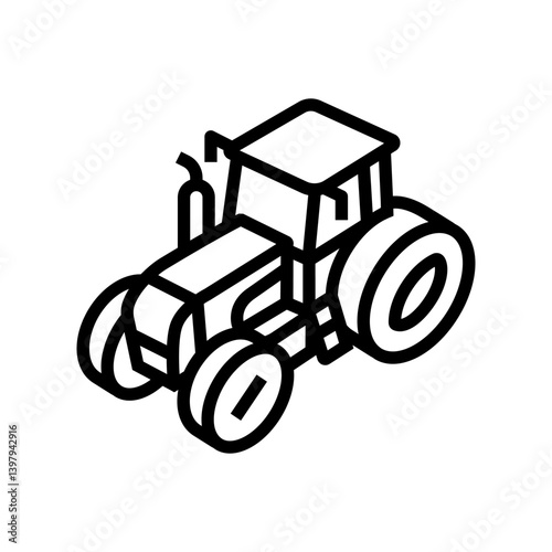 plowing tractor line icon vector illustration