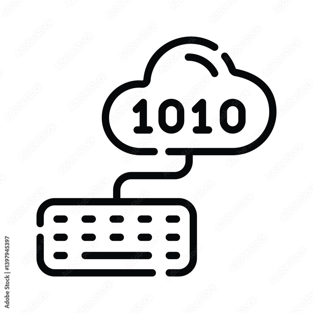 Well crafted outline style icon of cloud coding concept